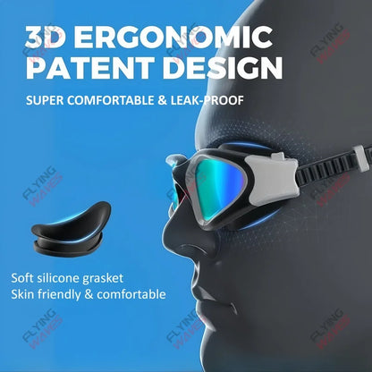 Coated Swimming Goggles for Women Men Anti Fog Anti UV Unisex Adult Quick Adjustable Silicone Swim Diving Goggles