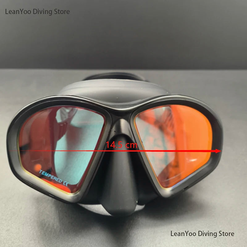 Professional Low Volume Scuba Mask with Camera Holder Mirror Tempered Glass Diving Glasses Pack In Black Zipper Box