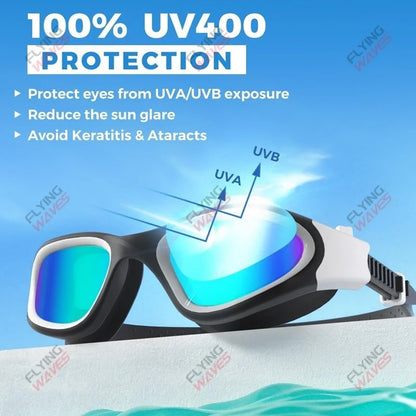 Coated Swimming Goggles for Women Men Anti Fog Anti UV Unisex Adult Quick Adjustable Silicone Swim Diving Goggles