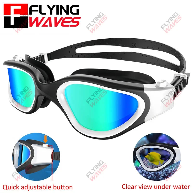 Coated Swimming Goggles for Women Men Anti Fog Anti UV Unisex Adult Quick Adjustable Silicone Swim Diving Goggles